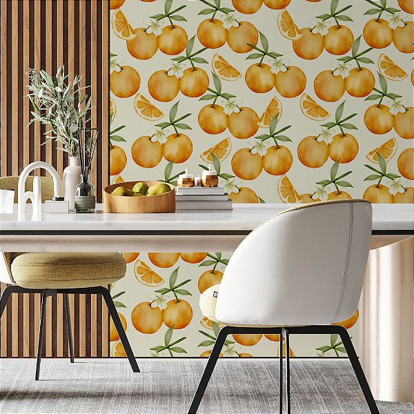 Papel de Parede Adesivo Vinil Laranja Fruta Baunilha Cozinha