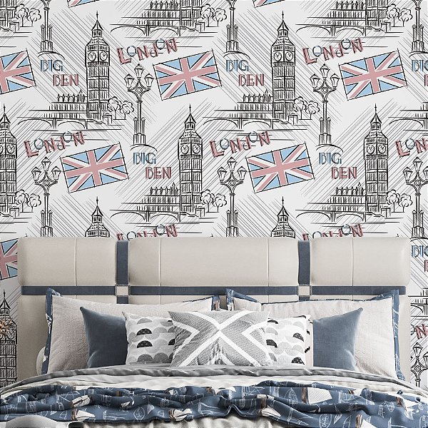 Papel de Parede Adesivo Vinil Torres De Londres Desenho Big Ben Quarto Infantil Teen
