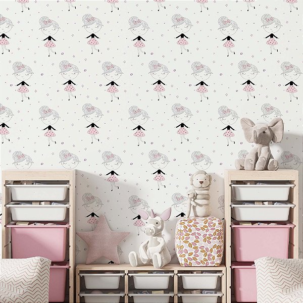 Papel de Parede Adesivo Vinil Meninas Bailarinas Fofo Quarto Menina