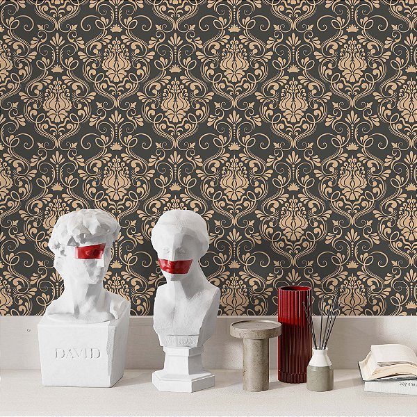 Papel de Parede Autocolante Vinil Arabesco Provençal Antigo Sala Quarto