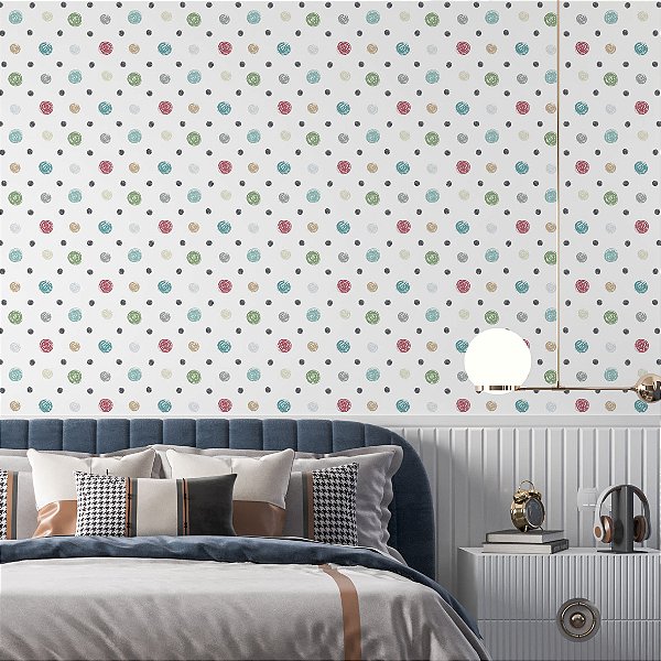 Papel de Parede Adesivo Vinil Lavável Bolinhas Divertida Quarto Infantil