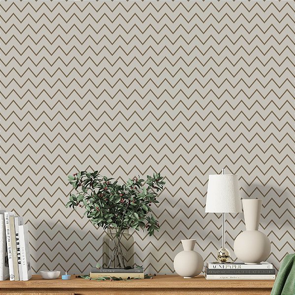 Papel de Parede Adesivo Vinil Chevron Minimalista Bege Marrom Quarto Bebe Sala Cozinha