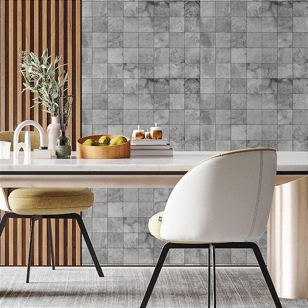 Papel de Parede Adesivo Vinil Cubos Cimento Mosaico Quarto Cozinha