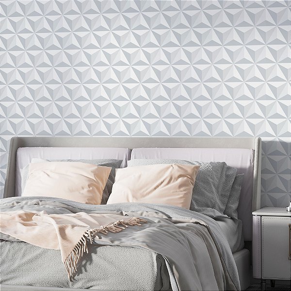 Papel de Parede Adesivo Vinil Triangulos Efeito Gesso 3D Sala Quarto