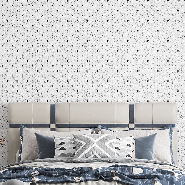 Papel de Parede Adesivo Vinil Bolinhas Preta Cinza Abstrato Quarto Infantil