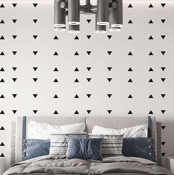 Papel de Parede Adesivo Vinil Triângulos Preto Branco Abstrato Sala Quarto