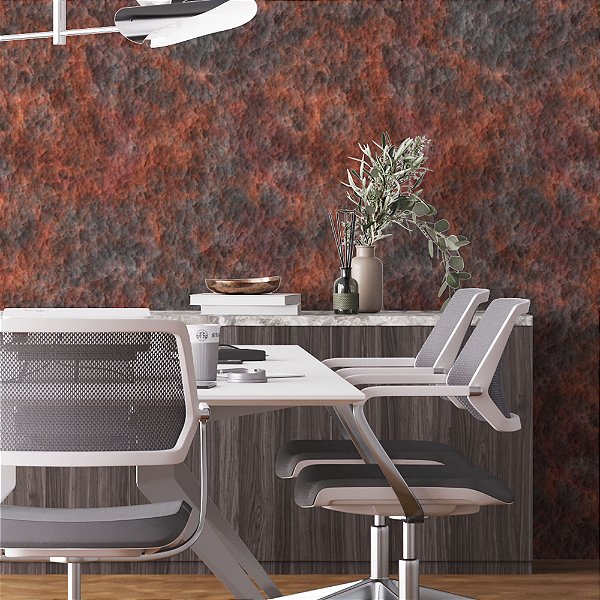 Papel de Parede Adesivo Vinil Industrial Ferrugem Vermelho Escritório Sala