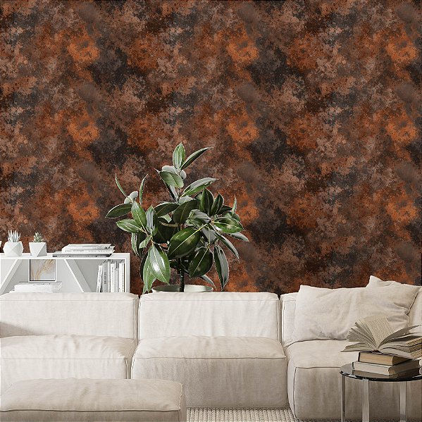 Papel de Parede Adesivo Vinil Vermelho Corten Aço Ferrugem Empresa Industrial Sala