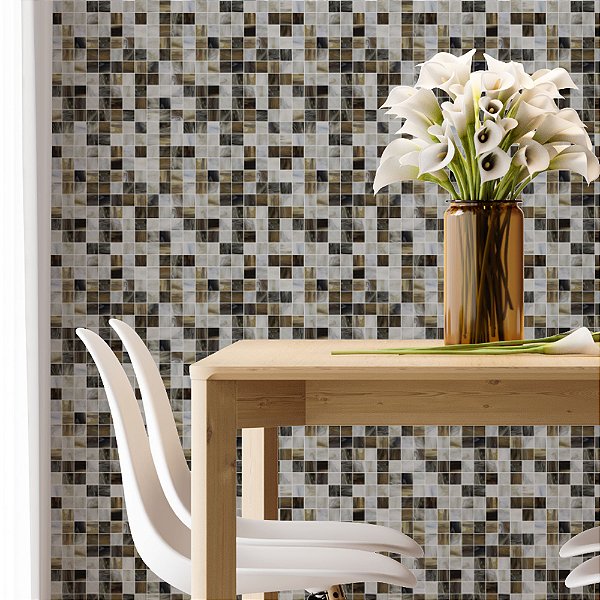 Papel de Parede Adesivo Vinil Pastilha Marrom Pedra Mármore Cozinha Lavabo