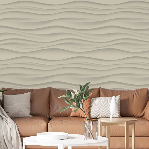Papel de Parede Adesivo Vinil Dunas Ondas Areia 3D Bege Vintage Cozinha Sala Quarto