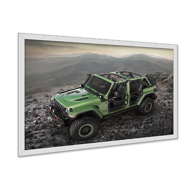 Quadro Decorativo Carro Jeep Verde Montanha Rally Aventura Horizontal Moderno Sala Quarto