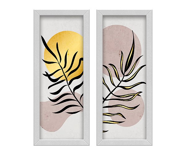 Kit 2 Quadros Lavabo Boho Gold Terracota Sala Ramos Bege