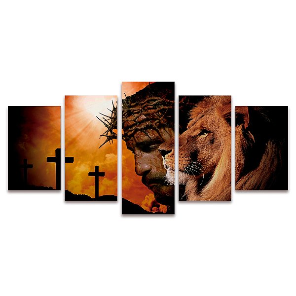 Kit Quadros Mosaico Judá De Calvário Jesus Leão