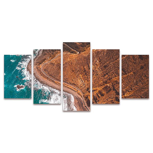 Kit Quadros Mosaico Sala Montanha Paisagem Mar Quarto