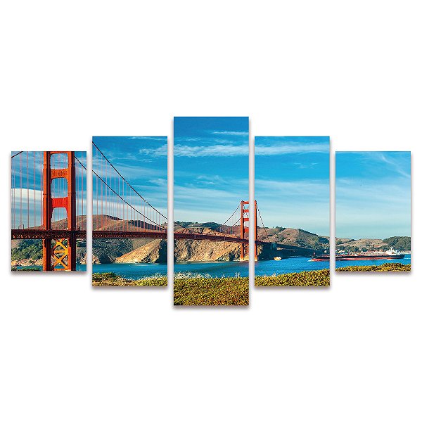 Kit Quadros Mosaico Golden Sala Gate Ponte Quarto Colorido