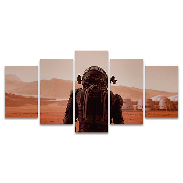 Kit Quadros Mosaico Quarto Astronauta Sala Planeta Marte
