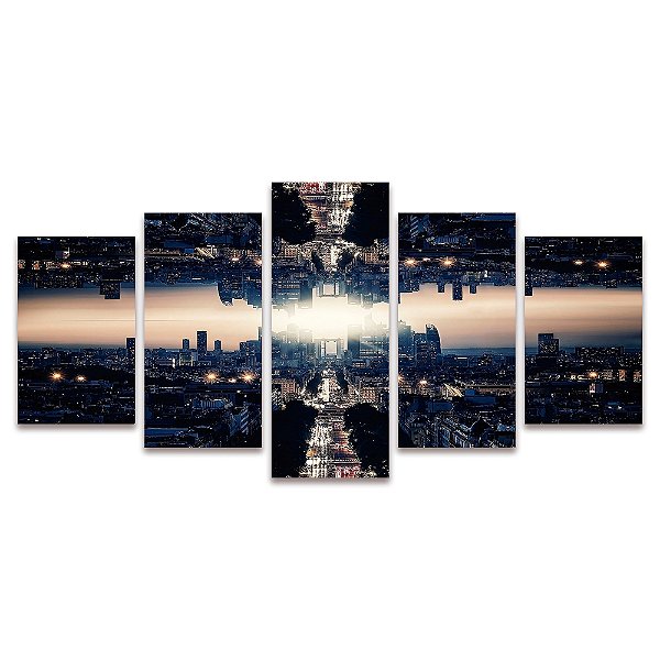 Kit Quadros Mosaico Paralelo Cidade Urbana Sala Quarto