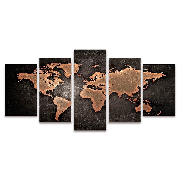 Kit Quadros Mosaico Clássico Mundi Mdf Mapa 3mm Premium