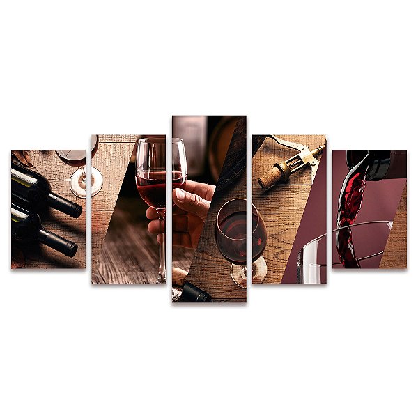 Kit Quadros Mosaico Sala Vinho Moderno Adega Jantar Garrafa