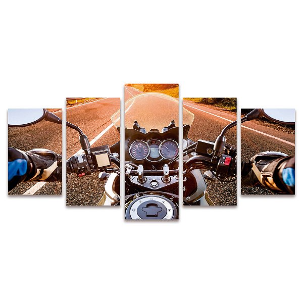 Kit Quadros Mosaico Estrada Sala Pub Moto Viagem