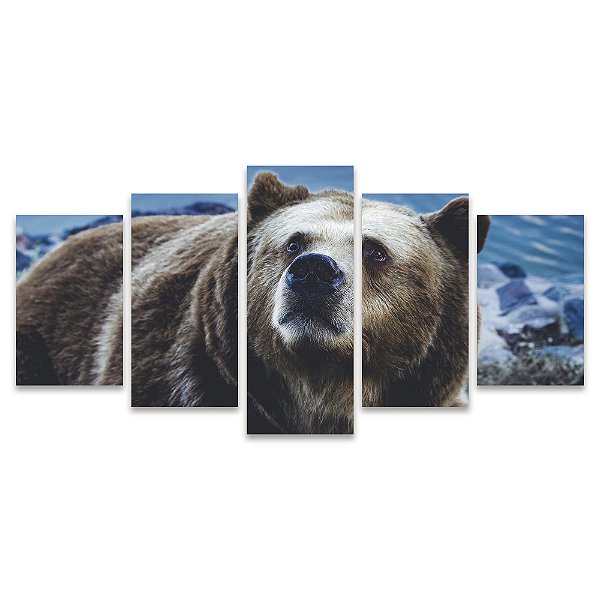Kit Quadros Mosaico Sala Quarto Pardo Urso