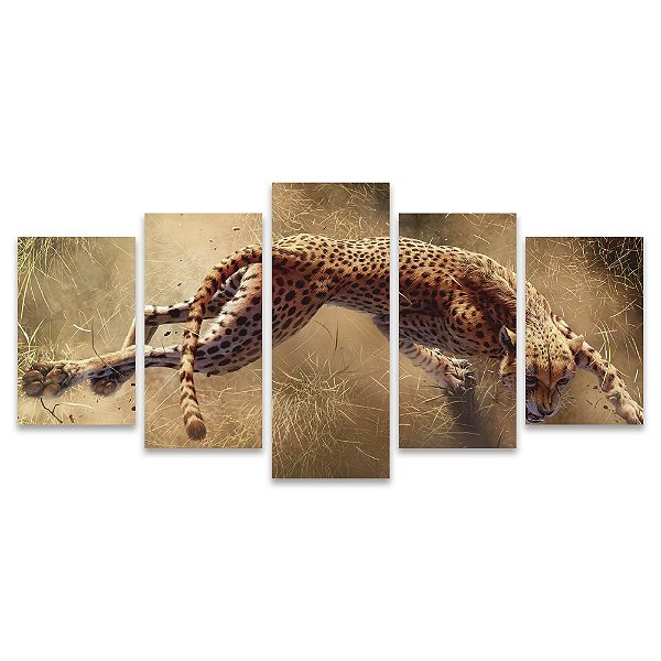 Kit Quadros Mosaico Quarto Pintada Onça Sala