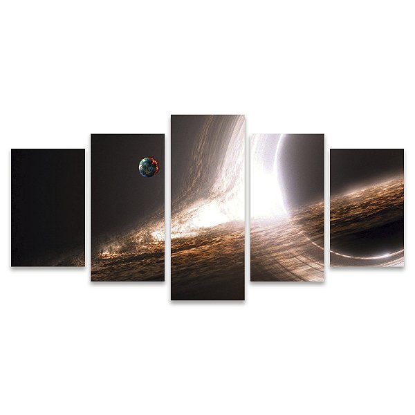 Kit Quadros Mosaico Universo Planeta Buraco Negro