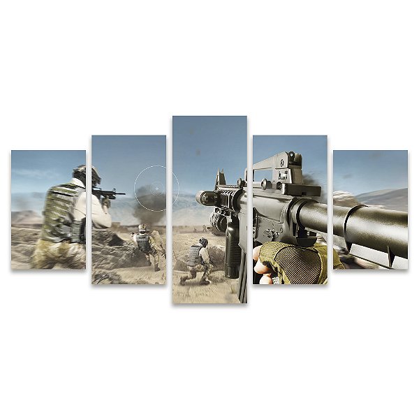 Kit Quadros Mosaico Jogo Games Fps Quarto Teen Tiro