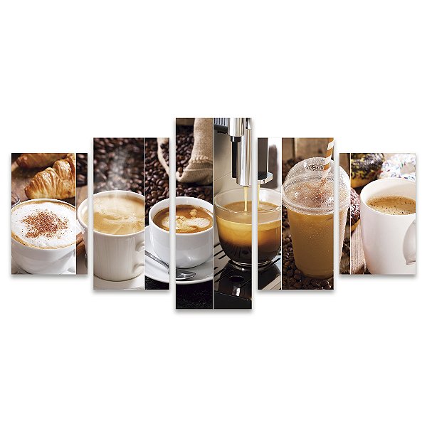 Kit Quadros Mosaico Cozinha Expresso Cafeteria Grãos Café