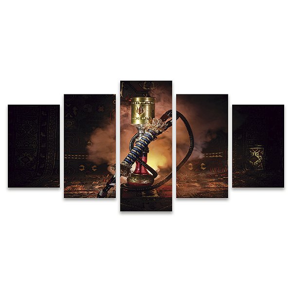 Kit Quadros Mosaico Narguile Hookah Fogo Lounge Fumaça Bar
