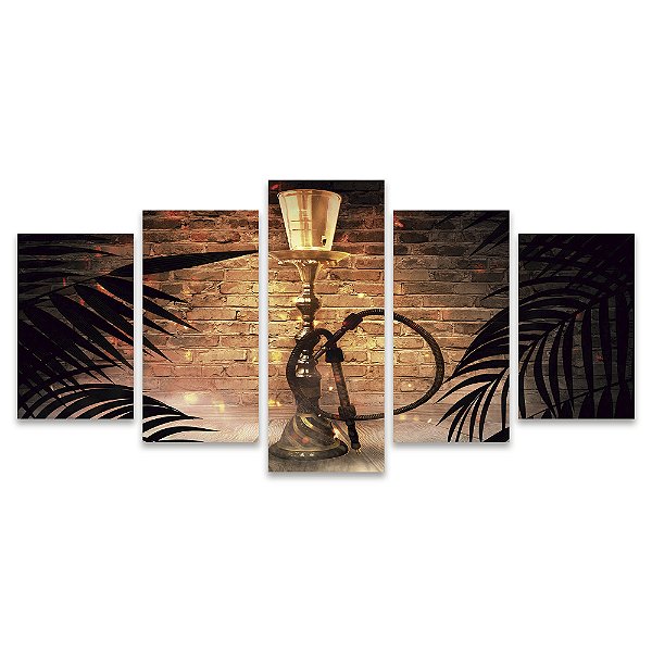 Kit Quadros Mosaico Teen Bar Laranja Neon Narguile Lounge