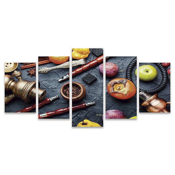 Kit Quadros Mosaico Frutas Narguile Peças Grafite Hookah