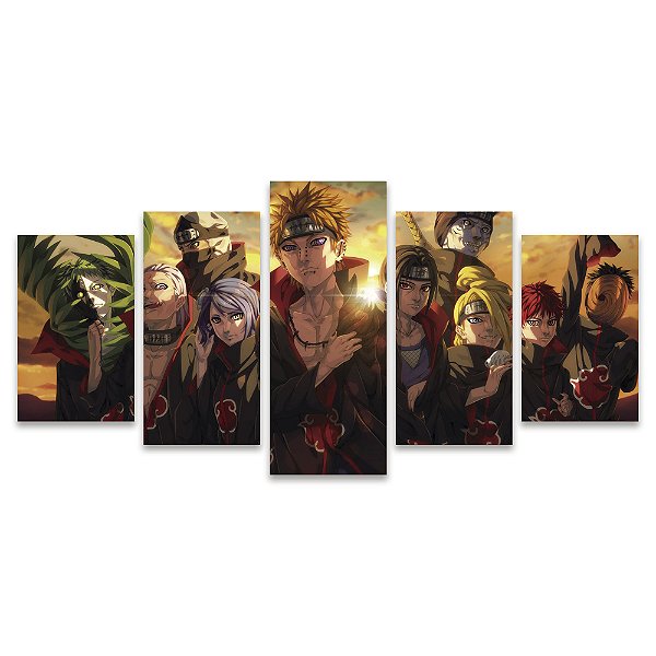 Kit Quadros Mosaico Anime Akatsuki Colorido Clã Naruto