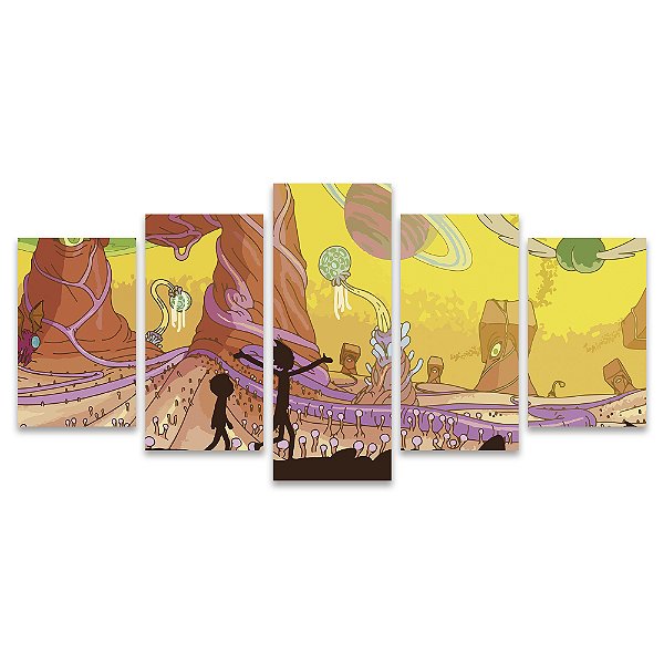 Kit Quadros Mosaico Sala Amarelo Mundos Teen