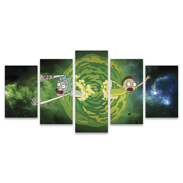 Kit Quadros Mosaico Azul Interdimensional Portal Verde