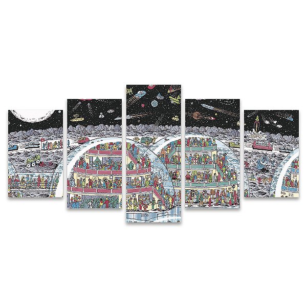Kit Quadros Mosaico Estação Teen Onde Wally Esta Espacial