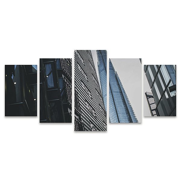 Kit Quadros Mosaico Urbano Construção Sala Espelhado Prédio