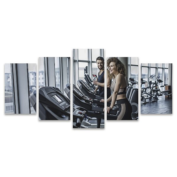 Kit Quadros Mosaico Homem Esteira Fitness Mulher Academia