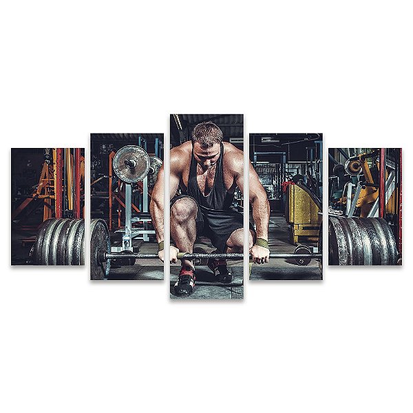 Kit Quadros Mosaico Homem Fitness Peso Academia Sala Barra
