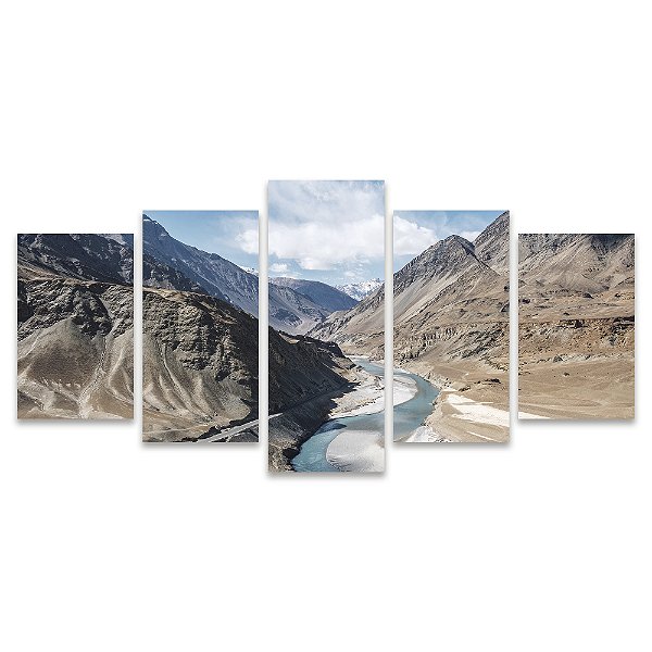 Kit Quadros Mosaico Rochas Montanhas Paisagem Rio Nascente
