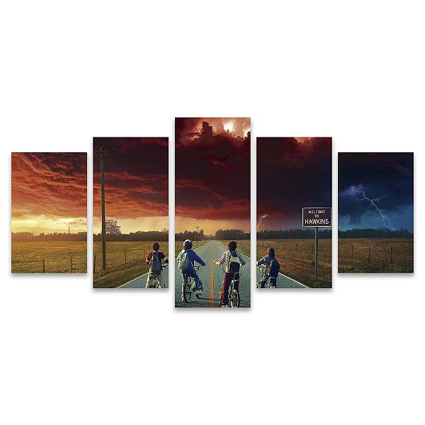 Kit Quadros Mosaico Série Sala Stranger Quarto Teen Things