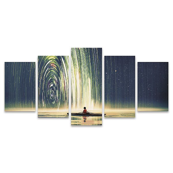 Kit Quadros Mosaico Canoa Pintura Teen Circular Portal