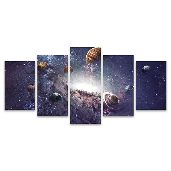 Kit Quadros Mosaico Negro Buraco Sistema Planeta Universo