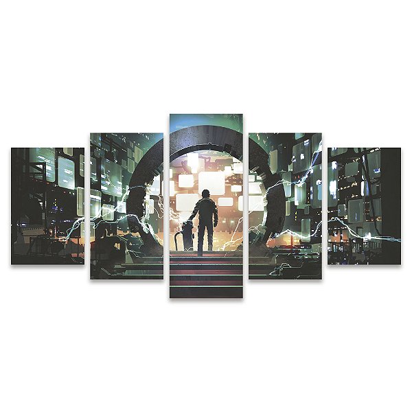 Kit Quadros Mosaico Tempo Máquina Portal Tecnológico