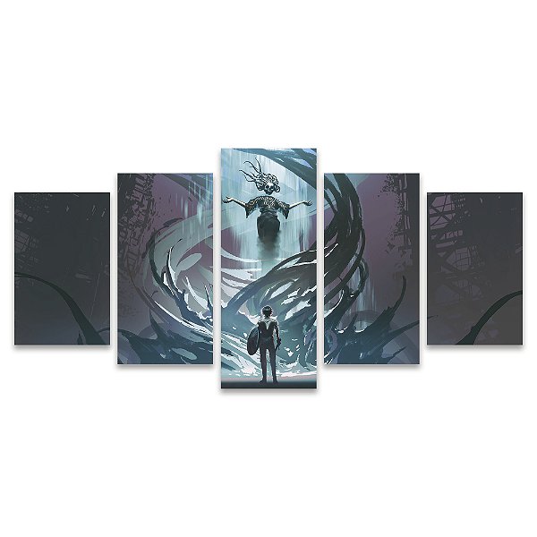 Kit Quadros Mosaico Mágico Épico Guerreiro Caveira Azul