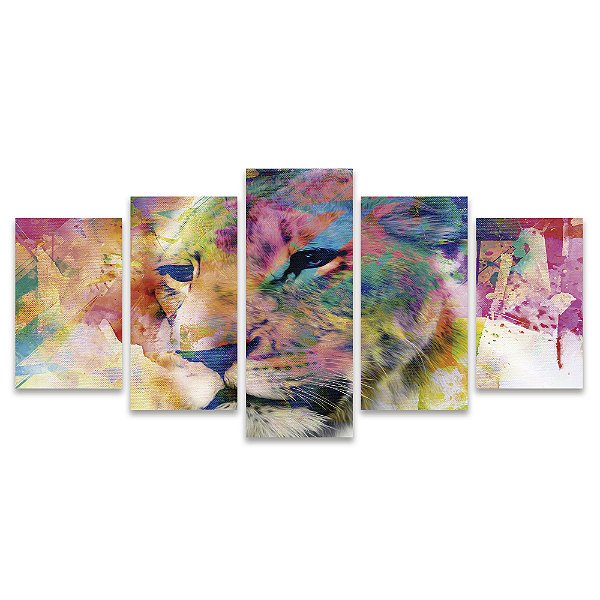 Kit Quadros Mosaico Manchas Abstrato Sala Leoa Quarto Tinta