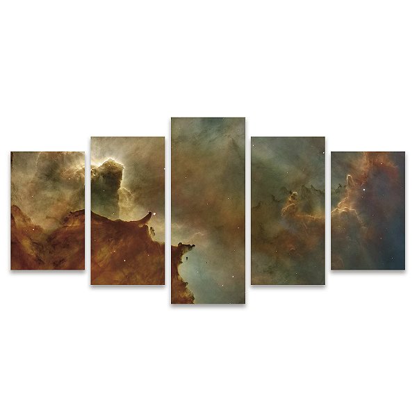 Kit Quadros Mosaico Sala Colorido Nebulosa Supernova Universo Espaço