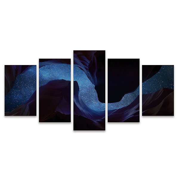 Kit Quadros Mosaico Reflexo Constelação Invertido Montanhas