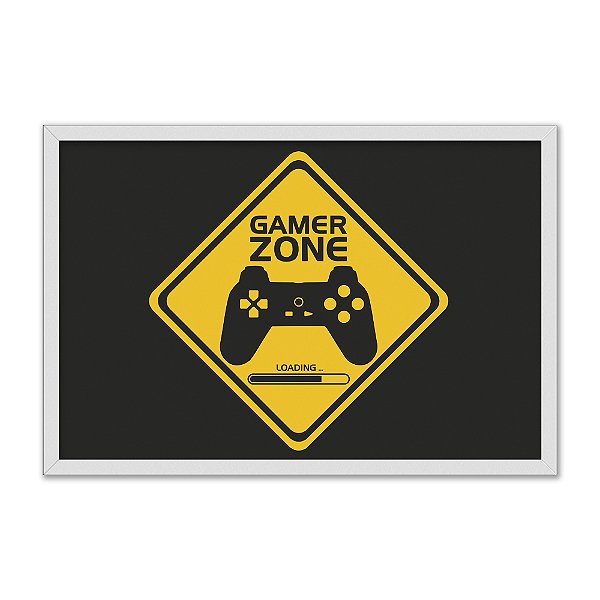 Quadro Decorativo Preto Amarelo Gamer Zone