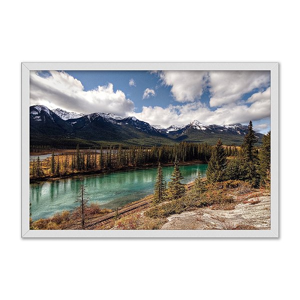 Quadro Decorativo  Céu Floresta Paisagem Lago